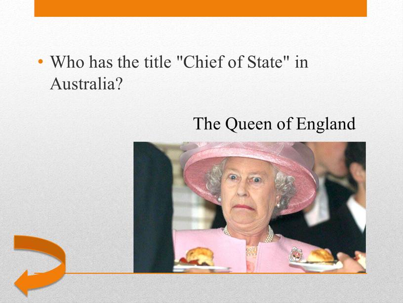 The Queen of England Who has the title "Chief of