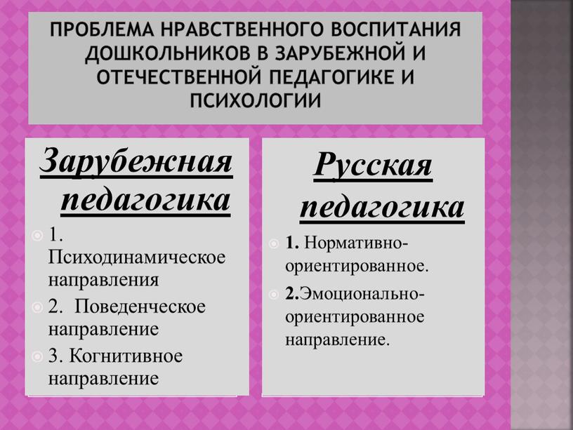 Проблема нравственного воспитания дошкольников в зарубежной и отечественной педагогике и психологии