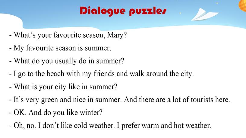 Dialogue puzzles