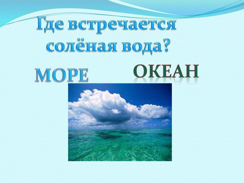 Где встречается солёная вода? океан