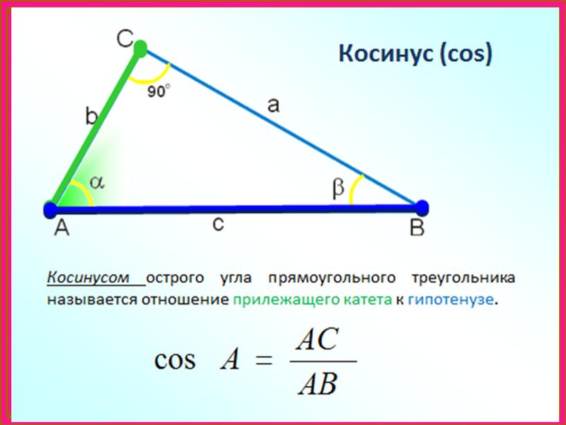 Презентация к уроку геометрии для 8 класса "Тригонометрические функции острого угла прямоугольного треугольника"