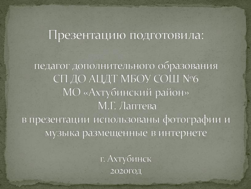 Презентацию подготовила: педагог дополнительного образования