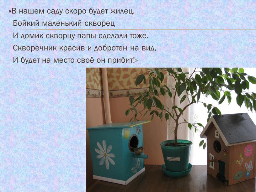 В нашем саду скоро будет жилец