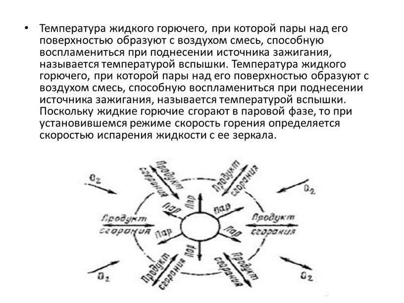 Температура жидкого горючего, при которой пары над его поверхностью образуют с воздухом смесь, способную воспламениться при поднесении источника зажигания, называется температурой вспышки