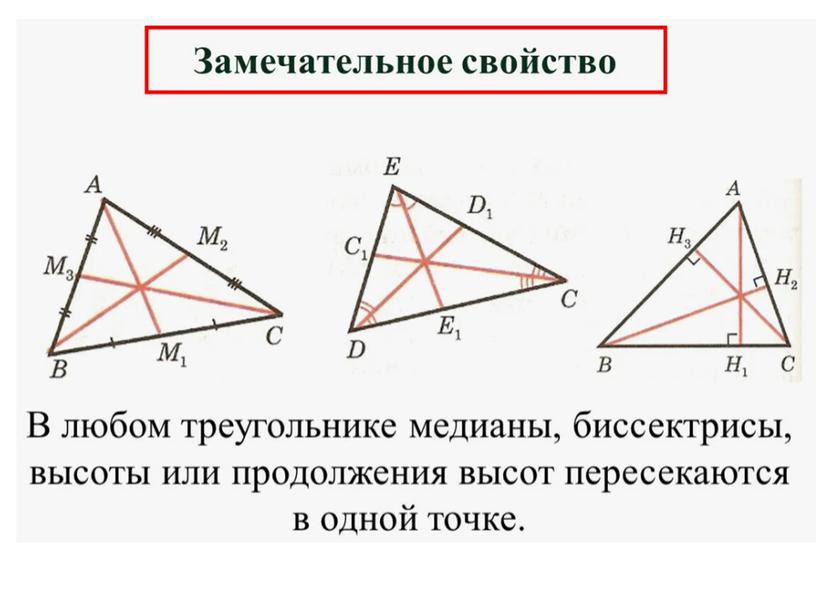 Презентация к уроку геометрии по теме "Медианы, биссектрисы и высоты треугольника"