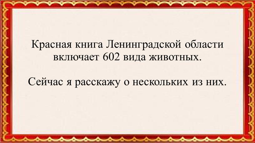 Красная книга Ленинградской области включает 602 вида животных