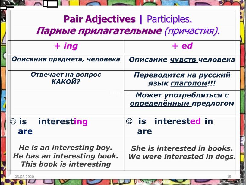 Pair Adjectives | Participles