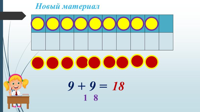 Новый материал 9 + 9 = 1 8 18