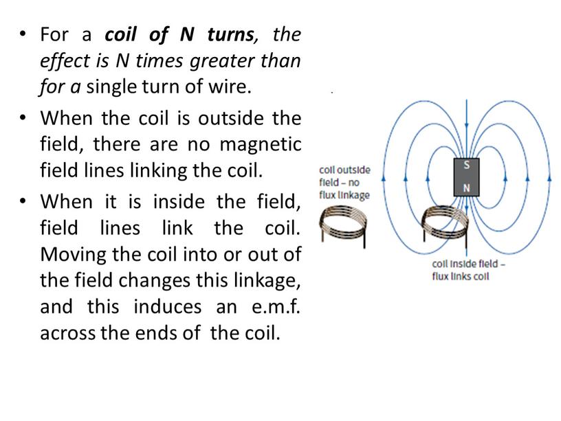 For a coil of N turns , the effect is