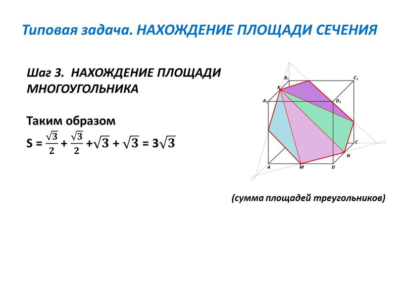 Шаг 3. НАХОЖДЕНИЕ ПЛОЩАДИ МНОГОУГОЛЬНИКА (сумма площадей треугольников)