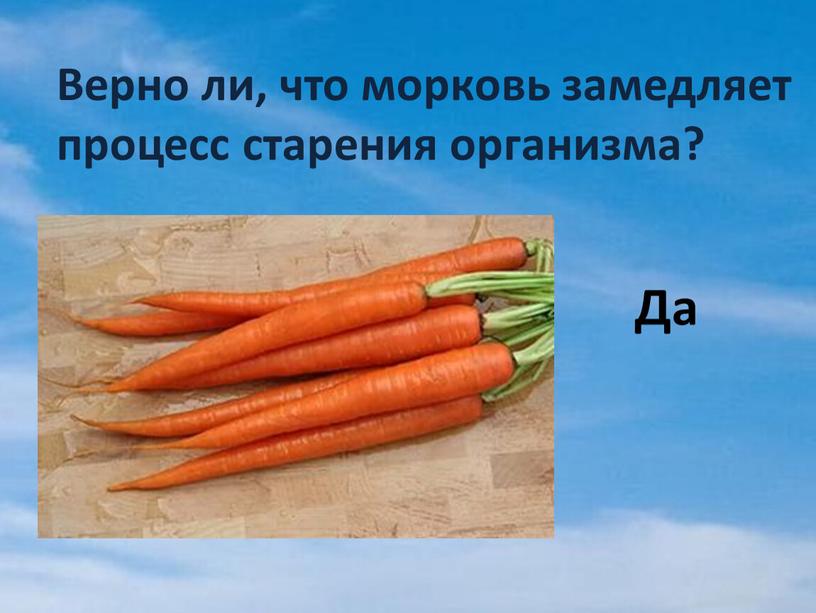 Верно ли, что морковь замедляет процесс старения организма?
