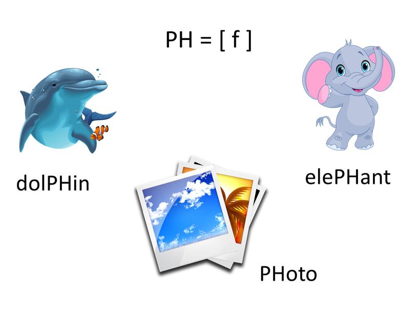 PH = [ f ] dolPHin elePHant PHoto