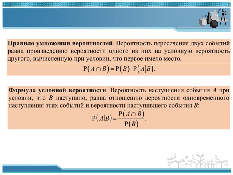 Решение задач по теме "Условная вероятность" Урок 1_10 класс