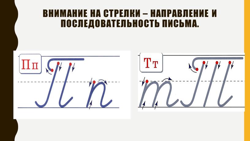 Внимание на стрелки – направление и последовательность письма