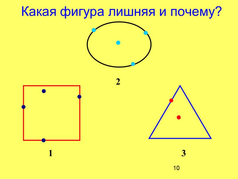 10 1 3 2 Какая фигура лишняя и почему?