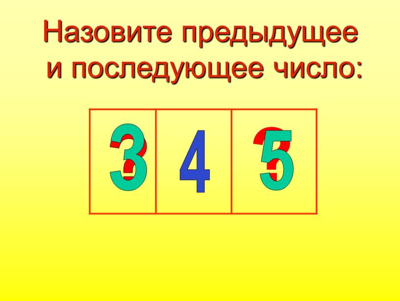 Назовите предыдущее и последующее число: 4 ? ? 3 5