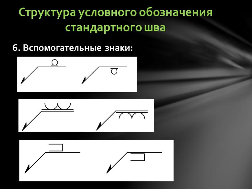 Вспомогательные знаки: Структура условного обозначения стандартного шва