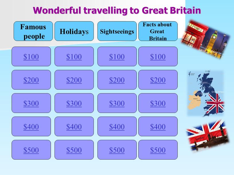 Wonderful travelling to Great Britain $100
