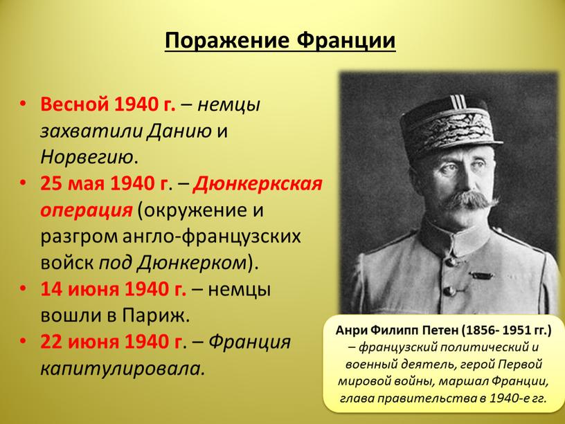 Поражение Франции Весной 1940 г