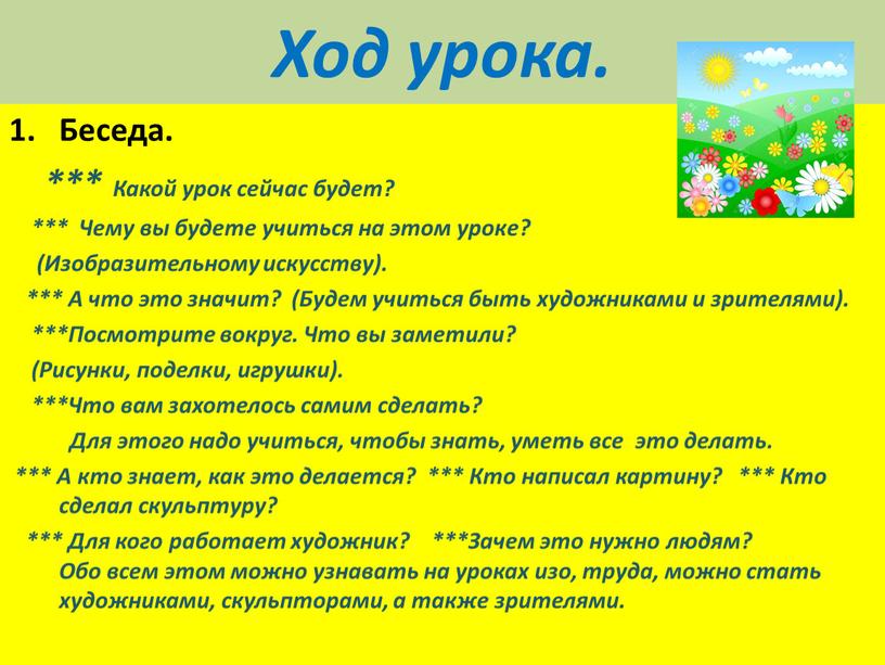 Ход урока. Беседа. *** Какой урок сейчас будет? ***