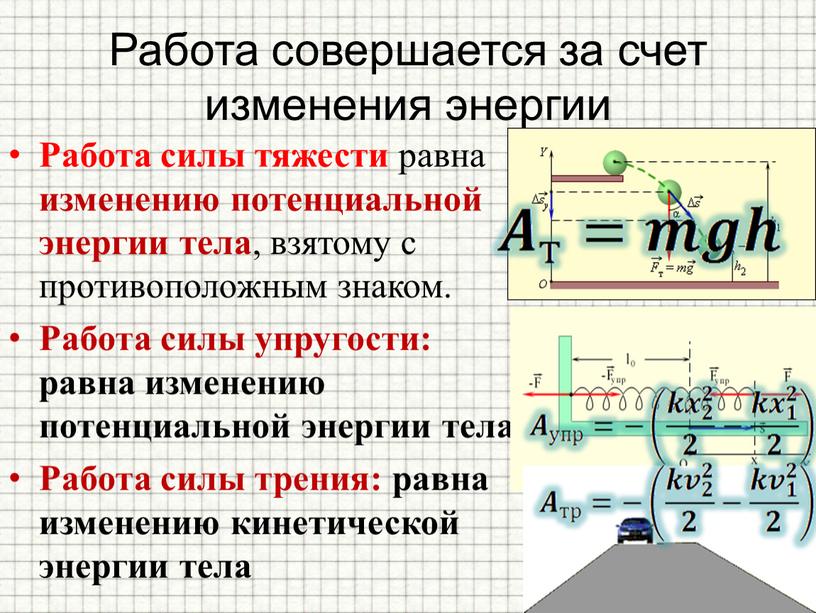 Работа совершается за счет изменения энергии