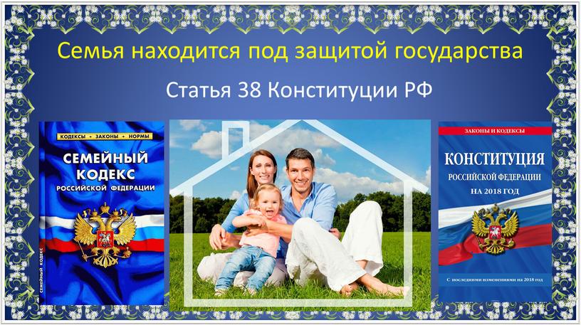 Статья 38 Конституции РФ Семья находится под защитой государства