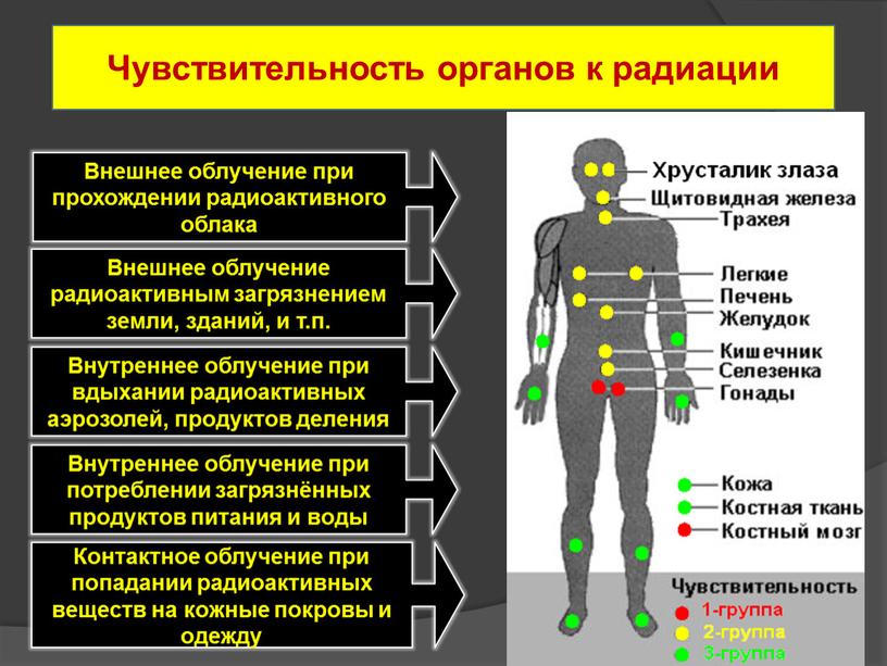 Внешнее облучение при прохождении радиоактивного облака