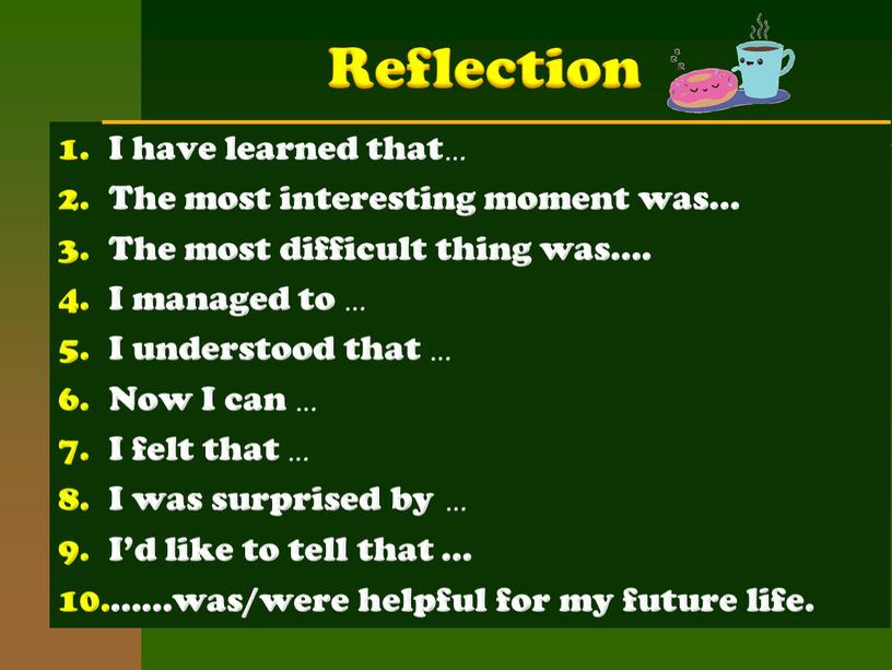 Reflection I have learned that…