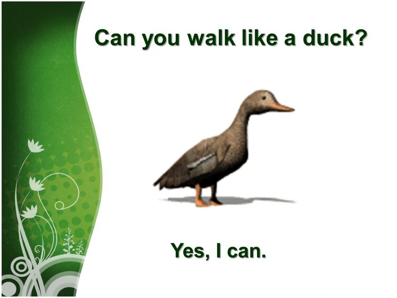 Can you walk like а duck? Yes,