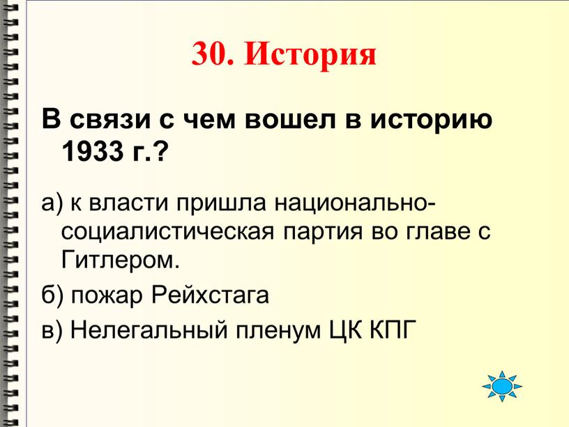 История В связи с чем вошел в историю 1933 г