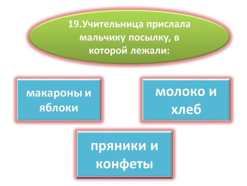 Учительница прислала мальчику посылку, в которой лежали: