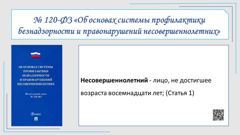 ФЗ «Об основах системы профилактики безнадзорности и правонарушений несовершеннолетних»