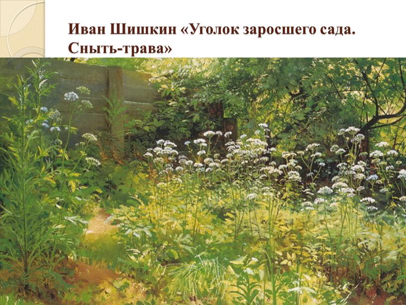 Иван Шишкин «Уголок заросшего сада