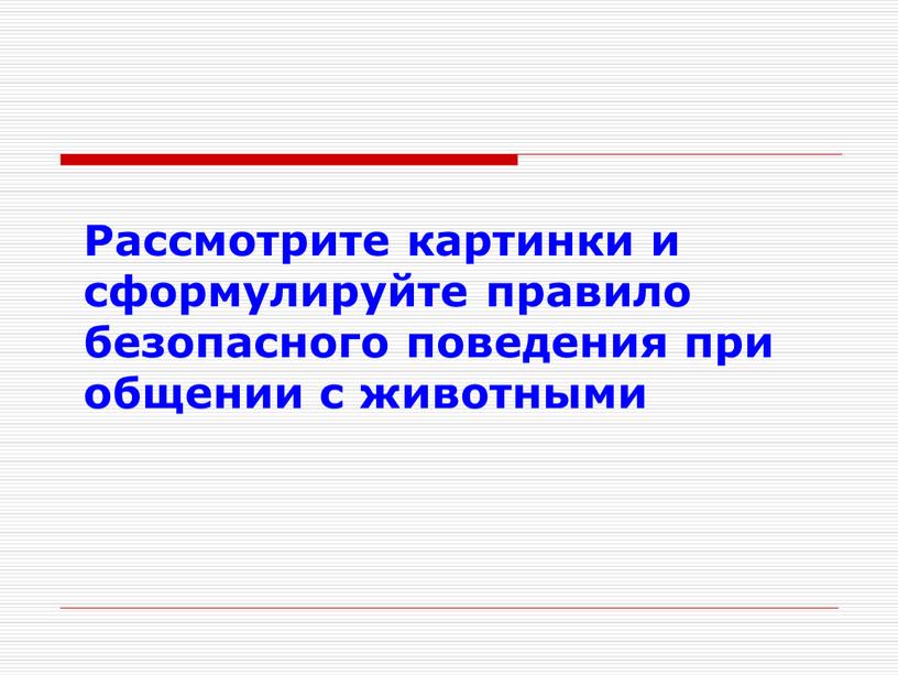 Рассмотрите картинки и сформулируйте правило безопасного поведения при общении с животными