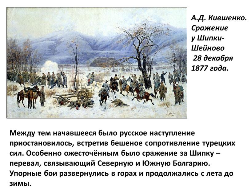 А.Д. Кившенко. Сражение у Шипки-Шейново 28 декабря 1877 года