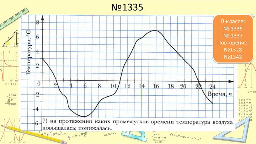 В классе: № 1335 № 1337 Повторение: №1328 №1343