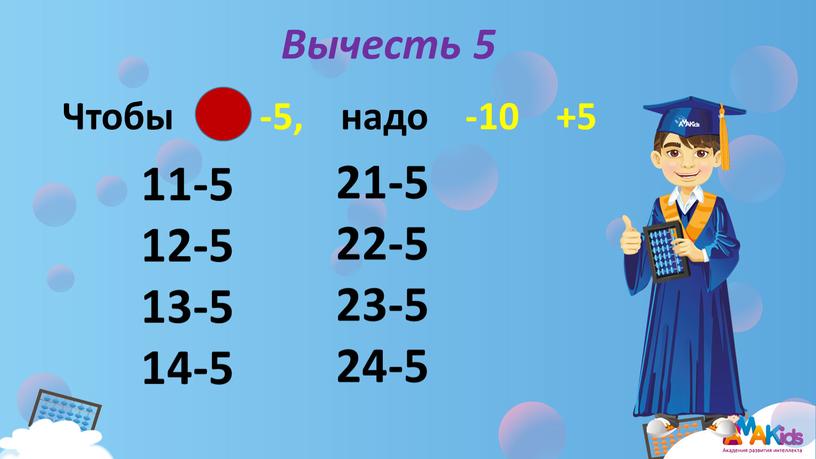 11-5 12-5 13-5 14-5 21-5 22-5 23-5 24-5 -5, надо -10 +5 Чтобы Вычесть 5