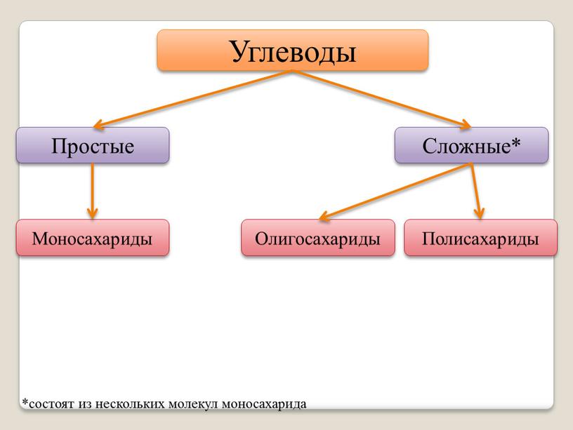 *состоят из нескольких молекул моносахарида