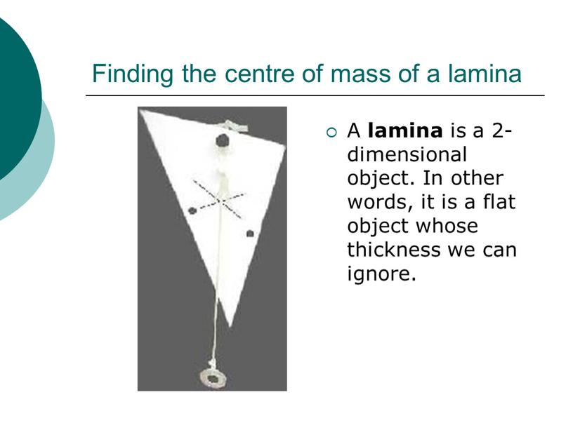 Finding the centre of mass of a lamina