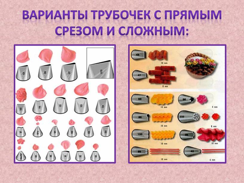 Варианты трубочек с прямым срезом и сложным: