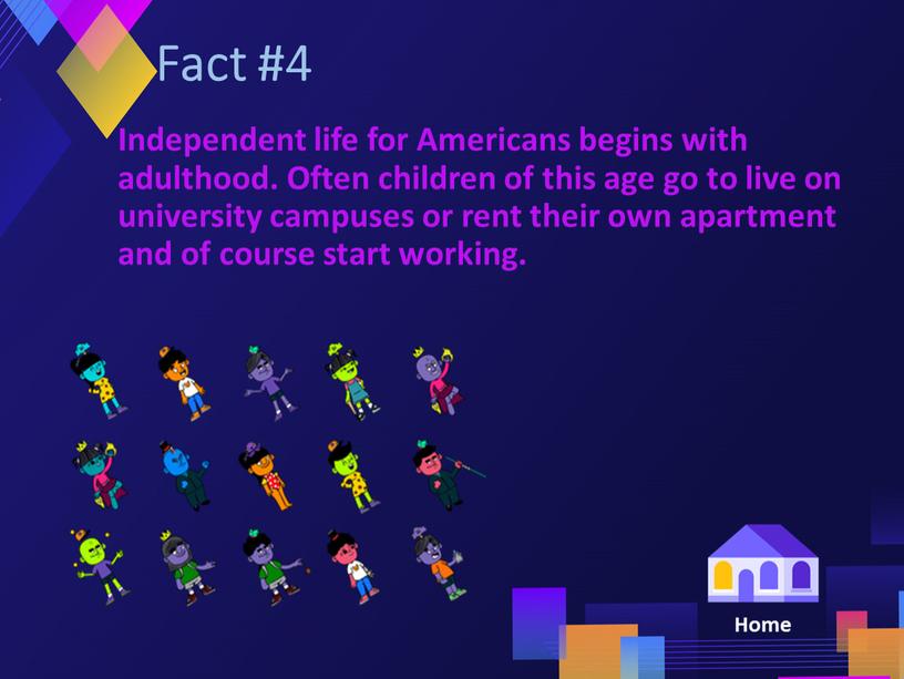 Fact #4 Independent life for Americans begins with adulthood