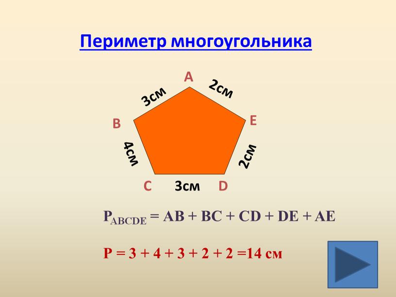 Периметр многоугольника РАВСDЕ =