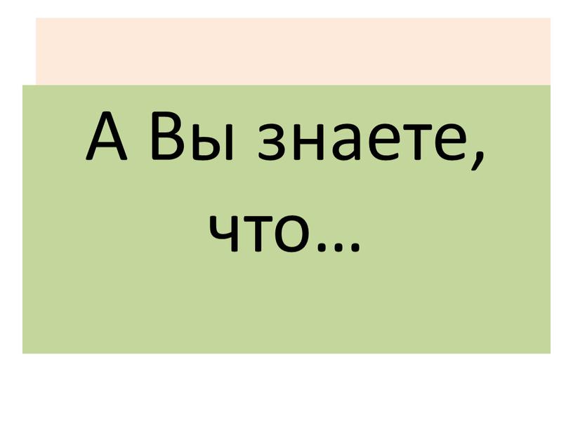 А Вы знаете, что…