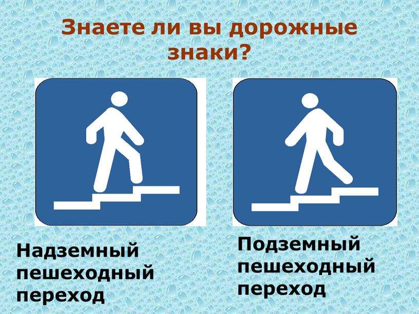 Знаете ли вы дорожные знаки? Подземный пешеходный переход