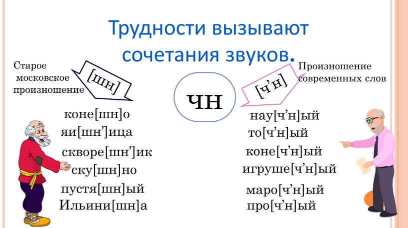 Трудности вызывают сочетания звуков