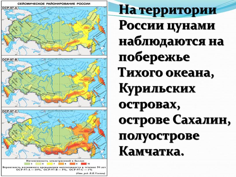 На территории России цунами наблюдаются на побережье