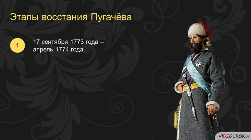 Этапы восстания Пугачёва 17 сентября 1773 года – апрель 1774 года
