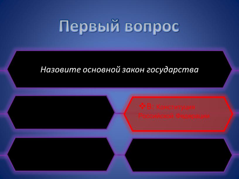 Первый вопрос Назовите основной закон государства