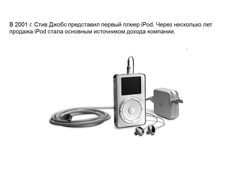 В 2001 г. Стив Джобс представил первый плеер iPod