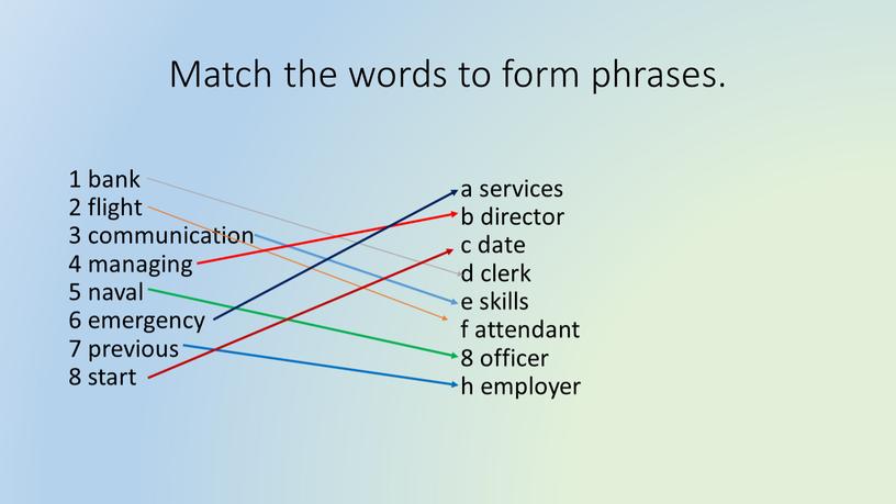 Match the words to form phrases